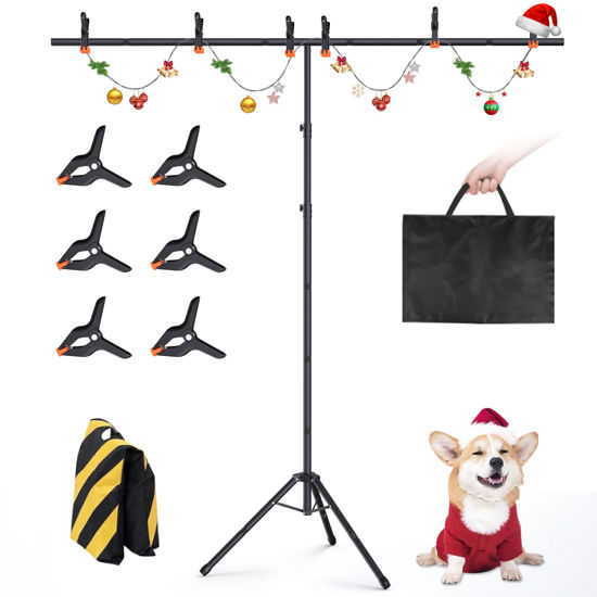Picture of Forlogic Portable T-Shape Backdrop Stand Support Kit 8x7.2ft, Adjustable Photography Green Screen Backdrop Stand for Parties, Photography Videography Studio (8×7.2Ft)