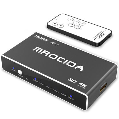 Picture of HDMI Switch 4K Switcher Splitter 5 Port in 1 Out Remote 2160P 1080P. Support PS5/ PS4 / PS3/ Xbox Series X/Xbox ONE X(S)/ Xbox/Apple TV 4K/ FIRE TV 4K/ Nintendo Switch/DVD Blure ray/Laptop/PC.