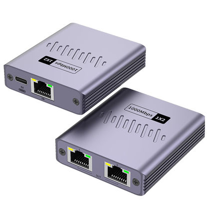 Picture of Gigabit Ethernet Splitter 1 to 2 High Speed, 1000Mbps Internet Splitter 1 in 2 Out, LAN Splitter with USB Power Cable, RJ45 Splitter for Cat5/5e/6/7/8 Cable(2 Devices Simultaneously Networking)