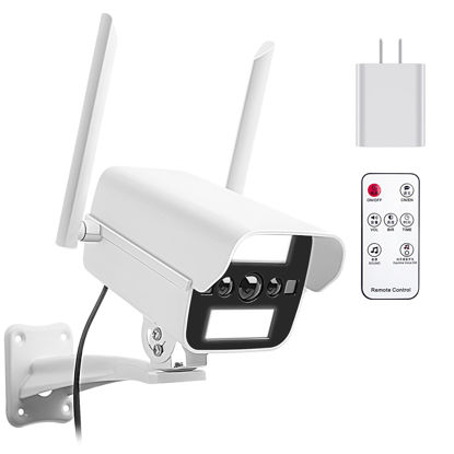 Picture of onovatpol Fake Camera with Motion Sensor Light&Audio, Fake Security Camera with Sound, Dummy Security Camera&Decoy Surveillance Camera for Inside (Power Adapter)