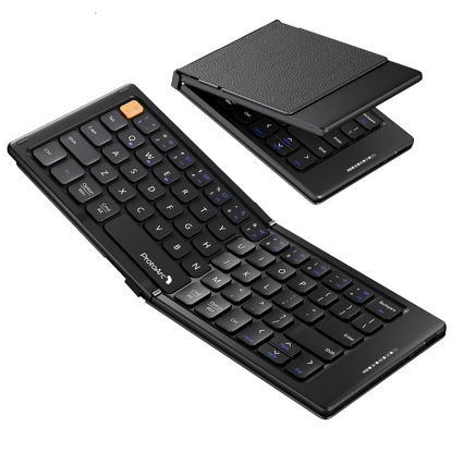 Picture of ProtoArc Foldable Compact Keyboard, XK04 Portable Bluetooth Keyboard with PU Leather Cover, Pocket-Sized Wireless Travel Keyboard for iPad, iPhone, Smartphone, Tablet and Laptop - Black