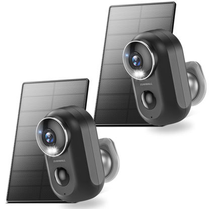 Picture of ZUMIMALL Solar Security Cameras Wireless Outdoor, 2Packs, Solar Camera Outdoor Wireless, 2.4G WiFi Battery Camera, 3MP Color Night Vision, Magnetic Mount, Siren,PIR/AI Analyse, IP66, Cloud, Alexa