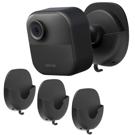 Picture of SIBADA Blink Camera Wall Mount Holder 3 Pack, No Drill No Screws Bracket for Blink Mini/Mini 2/Blink Outdoor 4/Blink Indoor Cameras, Strong Adhesive Durable for Blink Cameras, Easy to Install (Black)