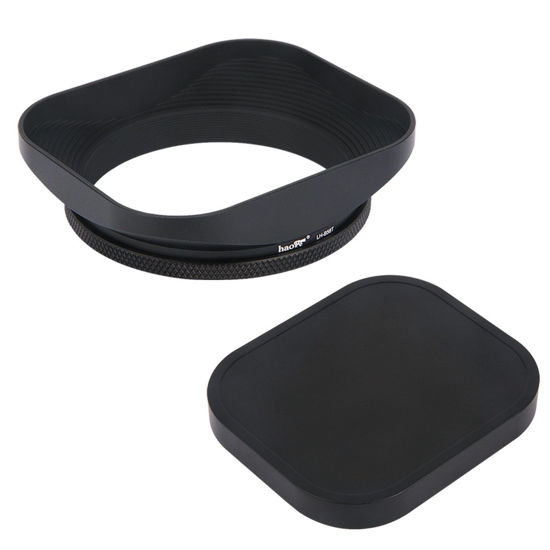 Picture of Haoge LH-B58T 58mm Square Metal Screw-in Lens Hood with Cap for 58mm Canon Nikon Sony Leica Carl Zeiss Voigtlander Nikkor Fujifilm Olympus Lens and Other Lens with 58mm Filter Thread