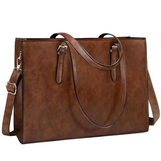 Picture of Laptop Bag for Women Waterproof Lightweight Leather 15.6 Inch Computer Tote Bag Business Office Briefcase Large Capacity Handbag Shoulder Bag Professional Office Work Bag
