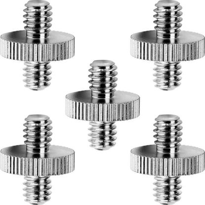 Picture of Anwenk Standard 1/4"-20 Male to 1/4"-20 Male Threaded Tripod Screw Adapter Standard Tripod Mounting Thread Camera Screw Adapter Converter, Precision Made (5 Pack)