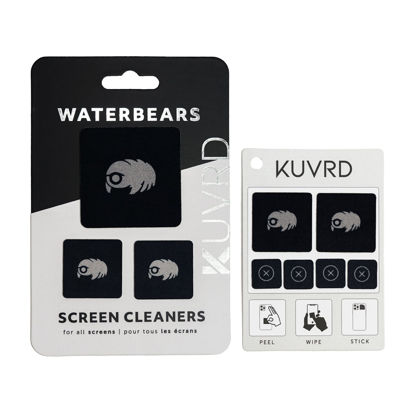Picture of KUVRD Waterbear - Universal Screen Cleaners - Teeny Tiny Cleaning Tools for Your Lenses & Screens - 2-Pack - (1 Patch Set, 1 PAD Set)