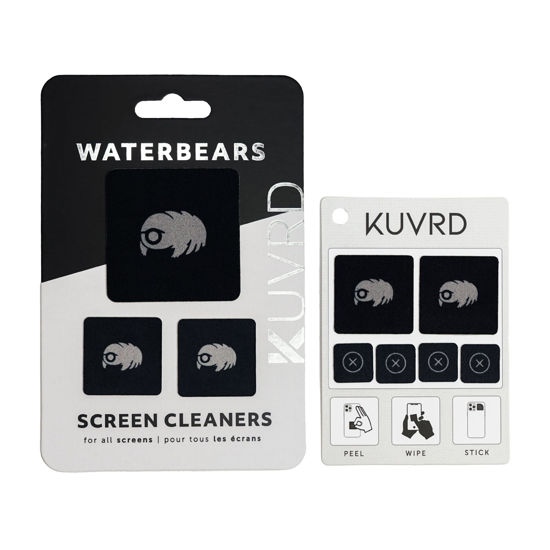 Picture of KUVRD Waterbear - Universal Screen Cleaners - Teeny Tiny Cleaning Tools for Your Lenses & Screens - 2-Pack - (1 Patch Set, 1 PAD Set)