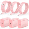 Picture of for iPhone Charging Fast Charger 10FT&6FT&6FT, 3Pack 20W USB C Charger Block with USB C to Lightning Cable 6FT&10FT and USB C to USB C Cable 6FT Compatible with iPhone 16/15/14/13/12/11/Samsumg Pink