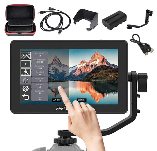 Picture of FEELWORLD F6 Plus+Battery + Charger +Carrying Case 6 inch Touch Screen DSLR Camera Field Monitor with HDR 3D LUT Small Full HD 1920x1080 Support 4K Input Output