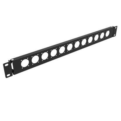 Picture of QiaoYoubang 1U Hinged D-Series 12 Connectors Punch-Out Component Panel for 19 inches Sound, AV, Computer -Equipment Racks- Patch Panel Compatible with XLR, HDMI (1U12D)