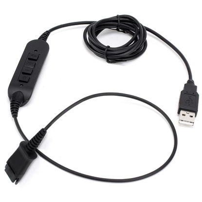 Picture of VT QD to USB Adapter Cable Compatible with Any Plantronic-Poly QD Headset with a Quick Disconnect with Volume Control and Mute Microphone/Speaker (PLT-QD-USB(02))