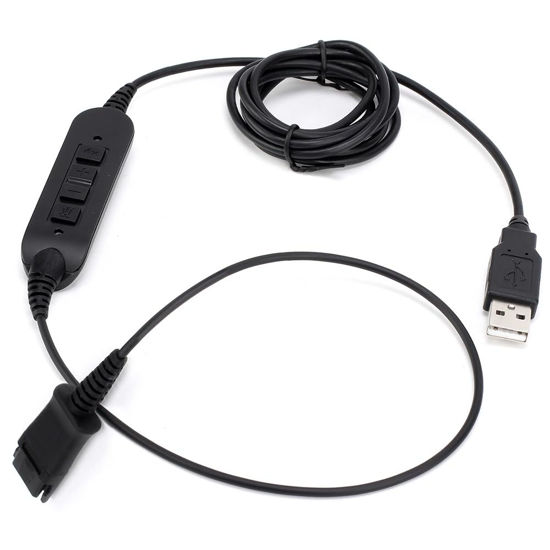 Picture of VT QD to USB Adapter Cable Compatible with Any Plantronic-Poly QD Headset with a Quick Disconnect with Volume Control and Mute Microphone/Speaker (PLT-QD-USB(02))
