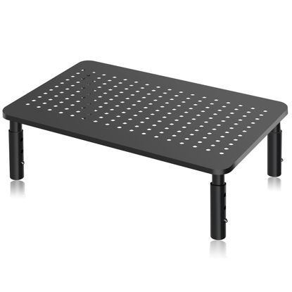 Picture of Bracwiser Monitor Stand Riser, Metal Computer Stand, 3 Height Adjustable Screen Riser with Mesh Platform for PS4, Laptop, Printer, Notebook and All Flat Screen, Holds Up to 20KG