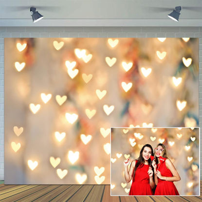 Picture of CYLYH 7x5ft Valentine's Day Backdrop Love Heart Bridal Shower Birthday Wedding Party Love Heart Wall Decor Banner Kid Newborn Baby Birthday Party Decor Banner D520