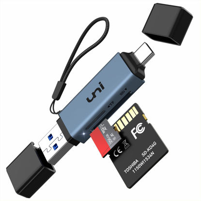 Picture of SD Card Reader, uni High-Speed USB C to Micro SD Card Adapter USB 3.0 Dual Slots, Memory Card Reader for SD/Micro SD/SDHC/SDXC/MMC, Compatible with MacBook Pro/Air, Chromebook, Android Galaxy