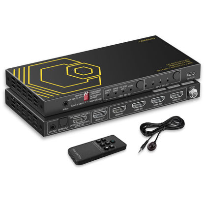 Picture of 8K@60Hz 4K@120Hz HDMI2.1 Switch 4 in 1 Out with Audio Extractor eARC,ARC,7.1Ch,SPDIF 5.1Ch,48Gbps,HDCP2.3 Bypass,VRR,IR,3D,HDR 10,Dolby Atmos,Compatible with QLED TV,PS5,Xbox,Sonos Soundbar,Apple TV