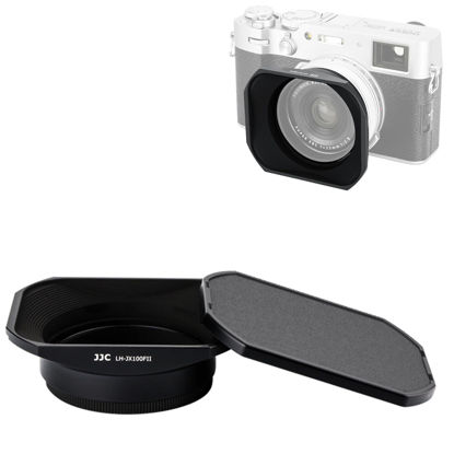 Picture of Metal Square Lens Hood with Lens Cap Protector & 49mm Thread Filter Adapter Ring for Fujifilm X100VI X100V X100F X100T X100S X100 X70 Camera Replaces Fuji LH-X100 Lens Hood & AR-X100 Adapter Black