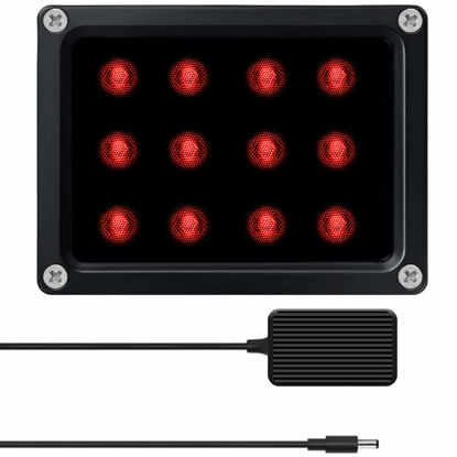 Picture of (12 LED Waterproof ) IR Illuminator High Power Wide Angle Long Range Infrared Light, 120ft 850nm IR Flood Lights with Power Adapter for Night Vision CCTV & IP Security Camera, Outdoor/Indoor Use