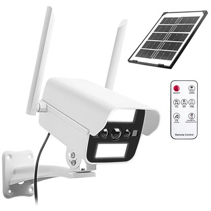 Picture of onovatpol Fake Camera with Motion Sensor Light&Doorbell, Fake Security Camera as Solar Street Light, Dummy Security Camera&Store Welcome Buzzer Monitor for Outdoor (Solar+Battery)