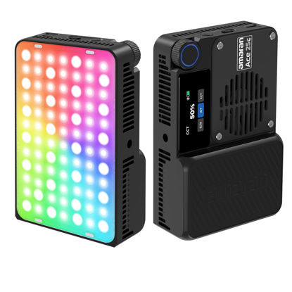 Picture of Amaran Ace 25c Pocket RGBWW LED Light, Boost Mode Up to 32W, Full-Color Mini Video Light (2,300-10,000K), 1,500 Lux@1m at 5,600K, 4500mAh Battery with PD Fast Charging for Mobile Creators (Charcoal)