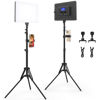 Picture of Led Video Light Panel Kit with Stand, Kmasic 2 Pack Photography Panel Light Built-in 8000mAh & LCD Display, 20W Soft Light 2200Lux 2500K-8500K Studio Light for Video Recording Game Live Streaming Film