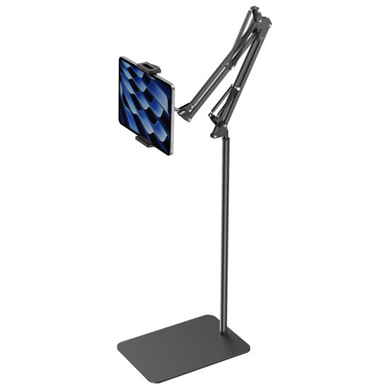 Picture of InnoGear Tablet Floor Stand, Overhead Bed Phone Stand Adjustable Holder Universal Floor Stand Compatible with iPhone iPad Pro Air Mini, Samsung Tab, Kindle, E-Readers, Medium