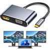 Picture of AKWOR USB C to HDMI+VGA Adapter for Dual Monitor, USB C to VGA USB-C Thunderbolt 3/4 to HDMI Adapter 2 in 1, 4K UHD Display Video Converter Compatible with MacBook, XPS, ASUS, iPhone 16/15, More