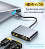 Picture of AKWOR USB C to HDMI+VGA Adapter for Dual Monitor, USB C to VGA USB-C Thunderbolt 3/4 to HDMI Adapter 2 in 1, 4K UHD Display Video Converter Compatible with MacBook, XPS, ASUS, iPhone 16/15, More