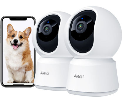 Picture of ARENTI 5G Security Camera Indoor, 4MP Pet Camera with Speaker for Dog/Cat, Baby Monitor with Phone App, Dual-Band WiFi, Auto Tracking, Super Night Vision, 2-Way Talk, Cloud & SD Card Storage(2PC)