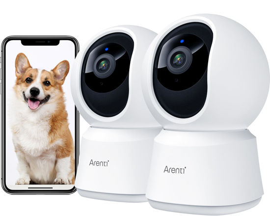 Picture of ARENTI 5G Security Camera Indoor, 4MP Pet Camera with Speaker for Dog/Cat, Baby Monitor with Phone App, Dual-Band WiFi, Auto Tracking, Super Night Vision, 2-Way Talk, Cloud & SD Card Storage(2PC)
