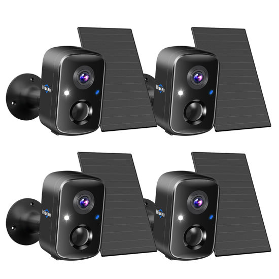 Picture of Hiseeu Security Cameras Wireless Outdoor, 4pcs Solar Powered 3K 4MP Surveillance WiFi Cameras for Home Security Outside, PIR/AI Motion Detection, Waterproof, Color Night Vision, 2-Way Audio, Black