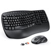 Picture of MEETION New Ergonomic Keyboard and Mouse Wireless Combo, Wave Keys Natural Typing, 2.4G Wireless Keyboard Full Size with Wrist Rest, 4 Adjustable DPI Wireless Mouse, Computer/Laptop/Windows/Mac, Black