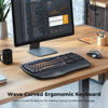 Picture of MEETION New Ergonomic Keyboard and Mouse Wireless Combo, Wave Keys Natural Typing, 2.4G Wireless Keyboard Full Size with Wrist Rest, 4 Adjustable DPI Wireless Mouse, Computer/Laptop/Windows/Mac, Black