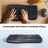 Picture of MEETION New Ergonomic Keyboard and Mouse Wireless Combo, Wave Keys Natural Typing, 2.4G Wireless Keyboard Full Size with Wrist Rest, 4 Adjustable DPI Wireless Mouse, Computer/Laptop/Windows/Mac, Black