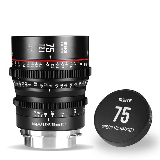 Picture of MEKE 75mm T2.1 Super 35 Prime Manual Focus Cinema Lens for PL-Mount Cine Camera Compatible with C700 PL, ARRI Amira, Alexa Mini etc.