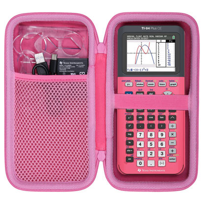 Picture of co2CREA Hard Case Compatible with Texas Instruments TI-84 Plus CE/TI-84 Plus/TI-Nspire CX II CAS/TI-Nspire CX II/TI-83 Plus/TI-89 Titanium/TI-85 / TI-86 Color Graphing Calculator, Pink