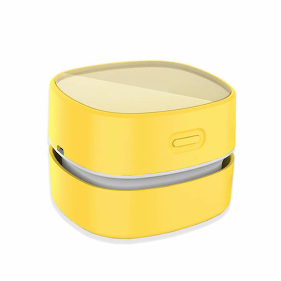 Picture of ODISTAR Desktop Vacuum Cleaner,Mini Table dust Sweeper Energy Saving with auto Power-Off Function,High Endurance up to 400 mins,Cordless&360º Rotatable for Keyboard/Home/Offic (Yellow Charging)