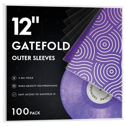 Picture of TAKMORK Gatefold Record Albums Outer Sleeves: Plastic Record Sleeves for 12-inch Vinyl Storage 3 Mil Thick Clear Album Cover Protectors, 100pcs