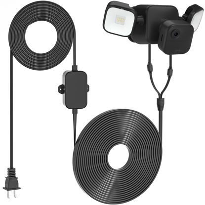 Picture of UYODM Power Cable for Blink Outdoor 4/(3rd Gen) Floodlight +Blink Outdoor Camera, 25Ft/7.5m Weatherproof Cable Power Your Blink Floodlight Cam Continuously Black (Floodlight & Camera NOT Included)