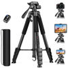 Picture of 68" Camera Tripod Stand, Tablet Tripod for iPhone iPad with Remote & 2 in 1 Mount, Adjustable Phone Tripod Stand for Video Recording Travel Photo Vlog Photography, Compatible with Canon Nikon ipad