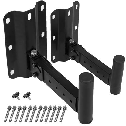 Picture of Desyeryamimi PA Speaker Mount Bracket Support up to 110lbs-Adjustable Speaker Wall Mount Brackets-Heavy Duty Speaker Mounts-Speaker Stand(2 Packs,Black)