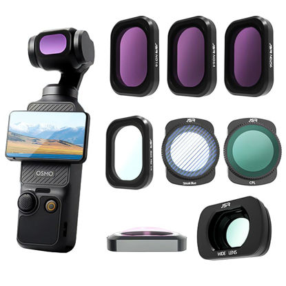 Picture of (8 Pack) Magnetic ND & CPL &1/4 Black Mist & Wide-Angle Lens Filter for DJI OSMO Pocket 3, Multi Coated HD Optical Glass Lenses (ND16,ND64,ND256,Wide-Angle Lens,CPL,1/4 Black Mist,Blue Streak,Macro)
