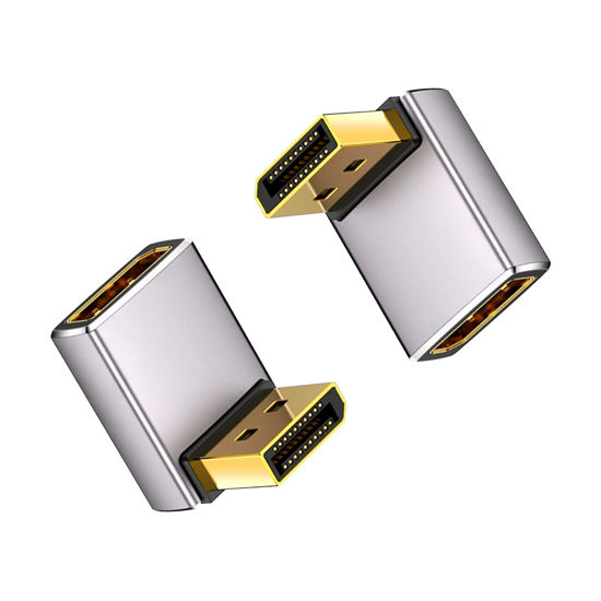Picture of Duttek 8K 90 Degree Display Port 1.4 Adapter, Displayport Extender Adapter 32.4Gbps, Up Angle DisplayPort Male to Female Adapter (8K/60Hz, 4k/144Hz) for PC, Laptop 2Pack
