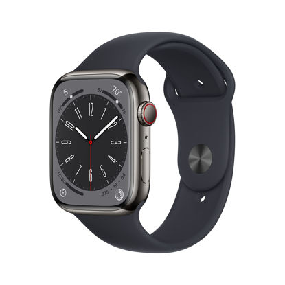 Picture of Apple Watch Series 8 (GPS + Cellular, 45MM) Graphite Stainless Steel Case with Midnight Sport Band, M/L (Renewed Premium)