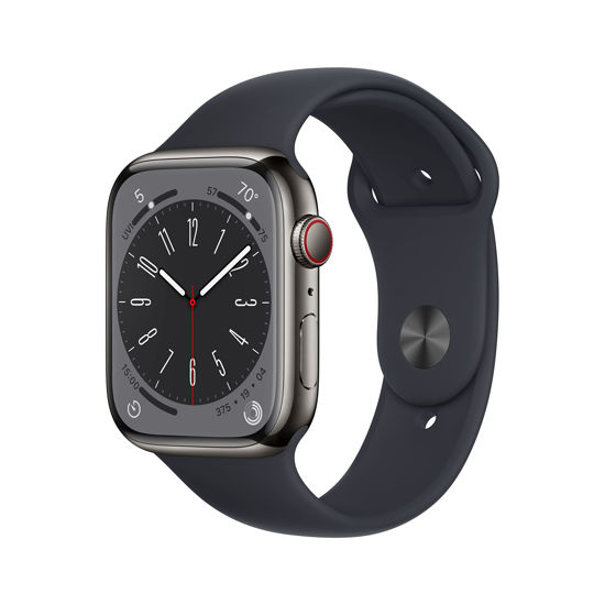 Picture of Apple Watch Series 8 (GPS + Cellular, 45MM) Graphite Stainless Steel Case with Midnight Sport Band, M/L (Renewed Premium)