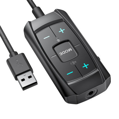 Picture of Inwa Aux to USB External Sound Card, Simultaneous Phone Discord Chat & Gaming Sound in Wired Headphone, USB to 3.5mm Jack Audio Adapter Works with PS5, PS4, PC, Switch, 7.1 Surround Sound