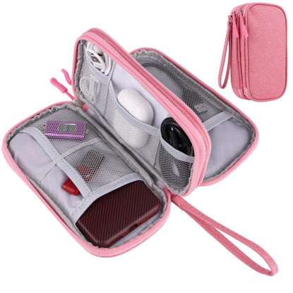Picture of Travel Cable Organizer,Electronics Accessories Organizer Bag,Electronic Organizer Travel Universal Cable Organizer Electronics Accessories Bag for Charger, Phone, memory card,Travel Gadget Bag-Pink