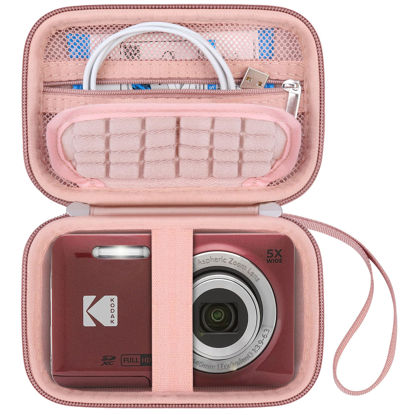 Picture of Canboc Carrying Case for Kodak PIXPRO FZ55/ FZ45/ FZ43/ FZ53 16MP Digital Camera, Video Vlogging Camera Bag, Zipper Mesh Pocket fit Cable, Rose Gold (Case Only)