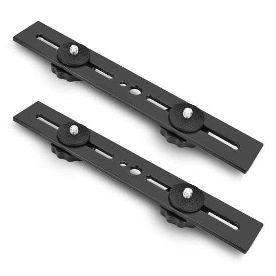 Picture of UTEBIT 8 inch Flash Bracket, Dual Camera Mount Flash Bracket Extension Bar with 1/4 Screw Hot Shoe, Straight Flash Bracket Tripod Mount for DSLR Camera LED Light Studio Video Microphone, 2Packs